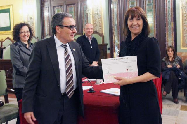L'alcalde, Àngel Ros, amb la Defensora de la Igualtat d'El Periodico de Catalunya, Eva Peruga.