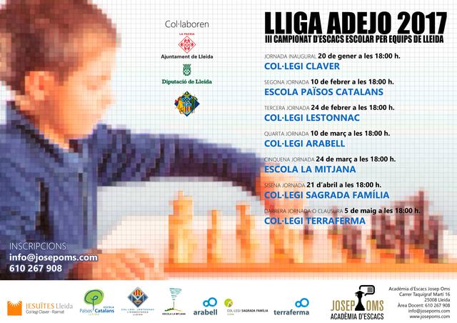 Comença la Lliga Escolar ADEJO 2017, el 3r Campionat d'Escacs Escolar per Equips de Lleida