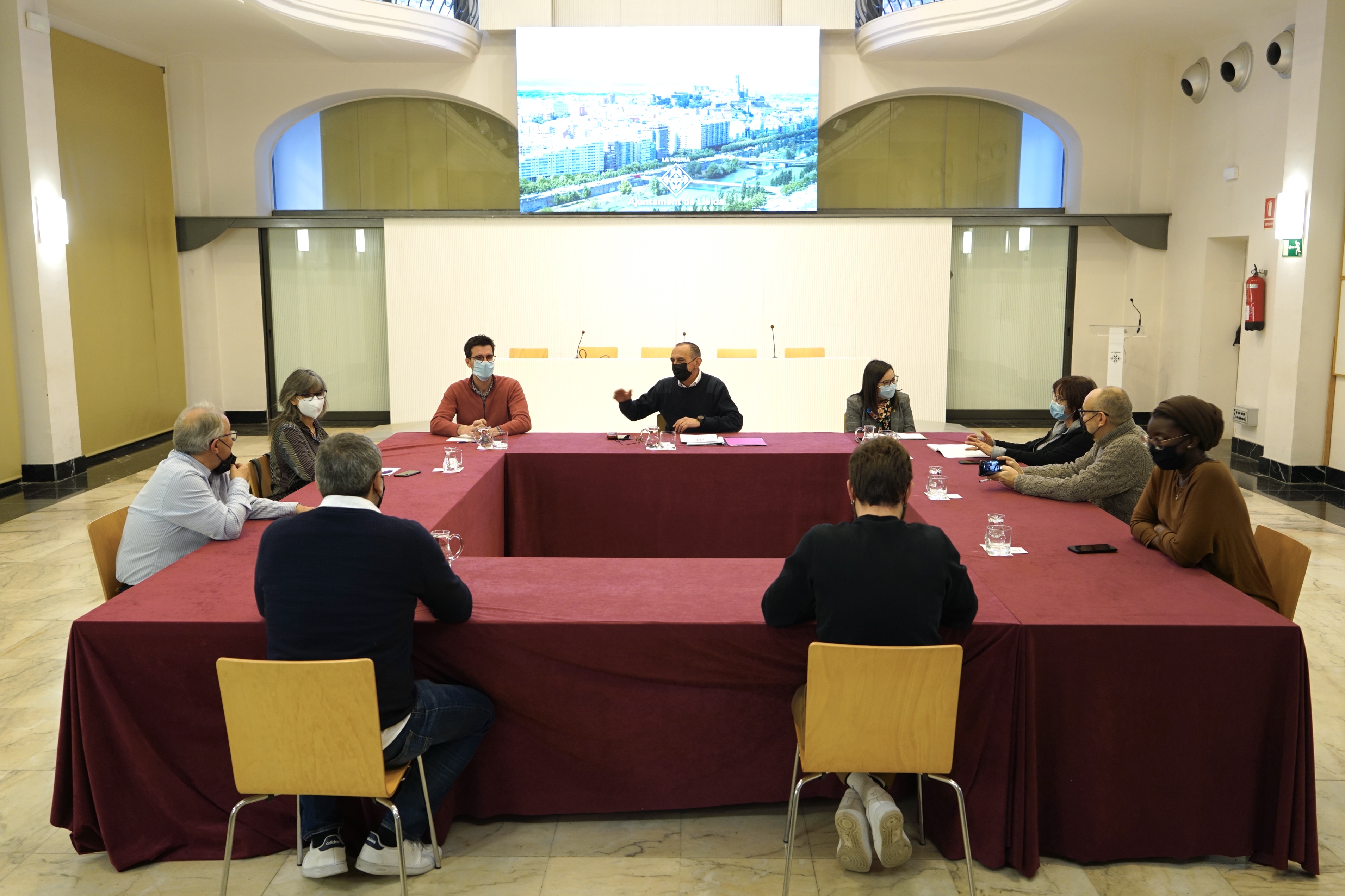 L'alcalde de Lleida, Miquel Pueyo, ha presidit la reunió de l'equip de govern. 